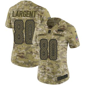 Delightful Seahawks #80 Steve Largent Camo Women's Stitched NFL Limited 2018 Salute to Service Jersey