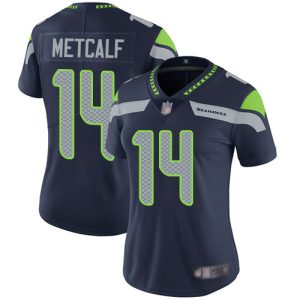 Exceptional Seahawks #14 D.K. Metcalf Steel Blue Team Color Women's Stitched NFL Vapor Untouchable Limited Jersey