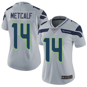Amazing Seahawks #14 D.K. Metcalf Grey Alternate Women's Stitched NFL Vapor Untouchable Limited Jersey