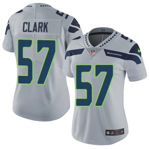 Stunning Seahawks #57 Frank Clark Grey Alternate Women's Stitched NFL Vapor Untouchable Limited Jersey