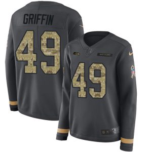 Superb Seahawks #49 Shaquem Griffin Anthracite Salute to Service Women's Stitched NFL Limited Therma Long Sleeve Jersey