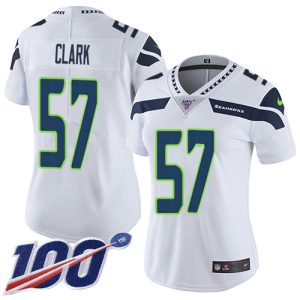 Fantastic Seahawks #57 Frank Clark White Women's Stitched NFL 100th Season Vapor Limited Jersey