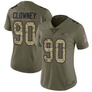 Outstanding Seahawks #90 Jadeveon Clowney Olive/Camo Women's Stitched NFL Limited 2017 Salute to Service Jersey
