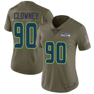 Premium Seahawks #90 Jadeveon Clowney Olive Women's Stitched NFL Limited 2017 Salute to Service Jersey