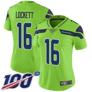 Amazing Seahawks #16 Tyler Lockett Green Women's Stitched NFL Limited Rush 100th Season Jersey