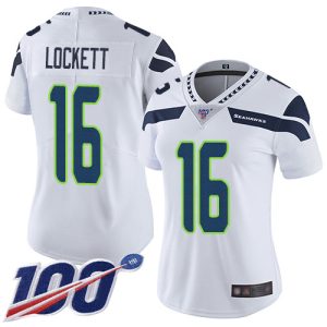 Superb Seahawks #16 Tyler Lockett White Women's Stitched NFL 100th Season Vapor Limited Jersey
