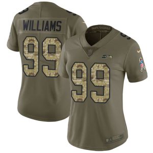 Superb Seahawks #99 Leonard Williams Olive/Camo Women's Stitched NFL Limited 2017 Salute To Service Jersey