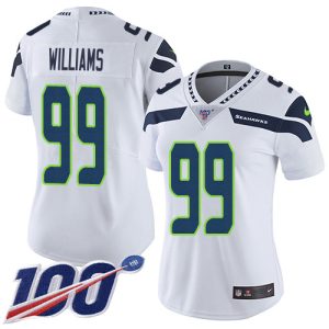 Exceptional Seahawks #99 Leonard Williams White Women's Stitched NFL 100th Season Vapor Limited Jersey