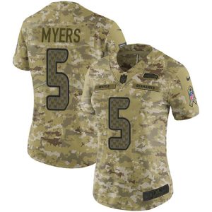 Stunning Seahawks #5 Jason Myers Camo Women's Stitched NFL Limited 2018 Salute To Service Jersey