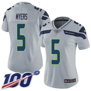 Exceptional Seahawks #5 Jason Myers Grey Alternate Women's Stitched NFL 100th Season Vapor Untouchable Limited Jersey
