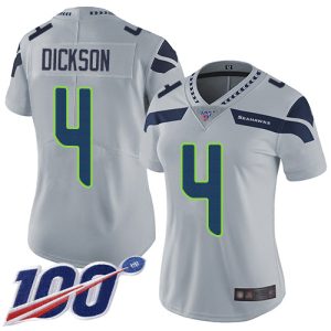 Fantastic Seahawks #4 Michael Dickson Grey Alternate Women's Stitched NFL 100th Season Vapor Limited Jersey