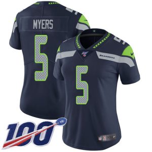 Stunning Seahawks #5 Jason Myers Steel Blue Team Color Women's Stitched NFL 100th Season Vapor Untouchable Limited Jersey