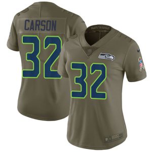 Stunning Seahawks #32 Chris Carson Olive Women's Stitched NFL Limited 2017 Salute to Service Jersey