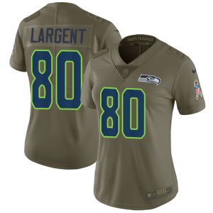 Exceptional Seahawks #80 Steve Largent Olive Women's Stitched NFL Limited 2017 Salute to Service Jersey