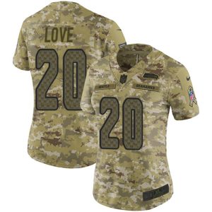Outstanding Seahawks #20 Julian Love Camo Women's Stitched NFL Limited 2018 Salute To Service Jersey