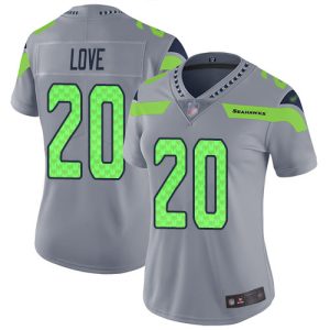 Superb Seahawks #20 Julian Love Gray Women's Stitched NFL Limited Inverted Legend Jersey