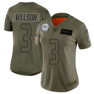 High quality Seahawks #3 Russell Wilson Camo Women's Stitched NFL Limited 2019 Salute to Service Jersey
