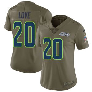Top notch Seahawks #20 Julian Love Olive Women's Stitched NFL Limited 2017 Salute To Service Jersey