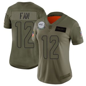 Top notch Seahawks #12 Fan Camo Women's Stitched NFL Limited 2019 Salute to Service Jersey