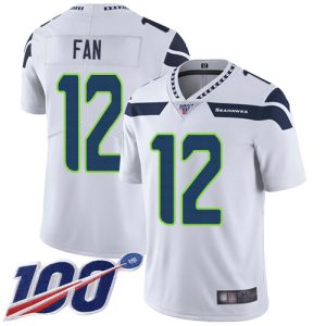 Premium Seahawks #12 Fan White Youth Stitched NFL 100th Season Vapor Limited Jersey