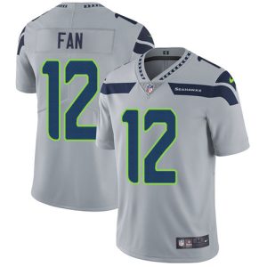 Superb Seahawks #12 Fan Grey Alternate Youth Stitched NFL Vapor Untouchable Limited Jersey