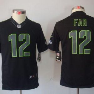 High quality Seahawks #12 Fan Black Impact Youth Stitched NFL Limited Jersey