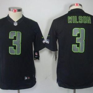 Amazing Seahawks #3 Russell Wilson Black Impact Youth Stitched NFL Limited Jersey