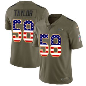 Amazing Seahawks #58 Darrell Taylor Olive/USA Flag Youth Stitched NFL Limited 2017 Salute To Service Jersey