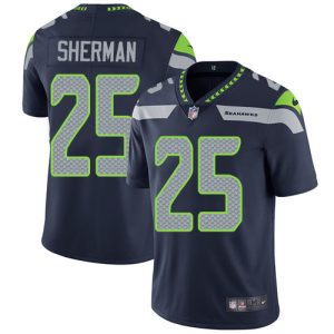 Outstanding Seahawks #25 Richard Sherman Steel Blue Team Color Youth Stitched NFL Vapor Untouchable Limited Jersey