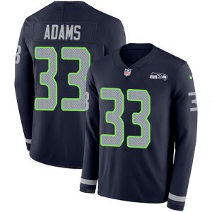 High quality Seahawks #33 Jamal Adams Steel Blue Team Color Youth Stitched NFL Limited Therma Long Sleeve Jersey
