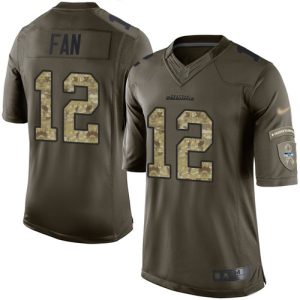 Outstanding Seahawks #12 Fan Green Youth Stitched NFL Limited 2015 Salute to Service Jersey