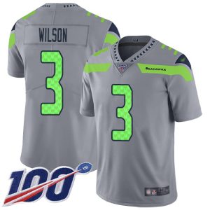 Amazing Seahawks #3 Russell Wilson Silver Youth Stitched NFL Limited Inverted Legend 100th Season Jersey