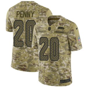 Outstanding Seahawks #20 Rashaad Penny Camo Youth Stitched NFL Limited 2018 Salute to Service Jersey