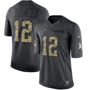 Superb Seahawks #12 Fan Black Youth Stitched NFL Limited 2016 Salute to Service Jersey