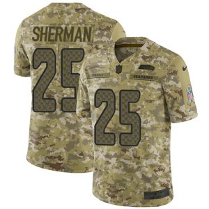 Superb Seahawks #25 Richard Sherman Camo Youth Stitched NFL Limited 2018 Salute to Service Jersey