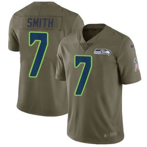 Amazing Seahawks #7 Geno Smith Olive Youth Stitched NFL Limited 2017 Salute To Service Jersey