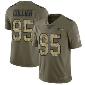 Premium Seahawks #95 L.J. Collier Olive/Camo Youth Stitched NFL Limited 2017 Salute to Service Jersey