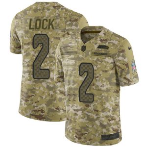 Premium Seahawks #2 Drew Lock Camo Youth Stitched NFL Limited 2018 Salute To Service Jersey