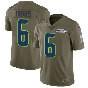 Amazing Seahawks #6 Quandre Diggs Olive Youth Stitched NFL Limited 2017 Salute To Service Jersey