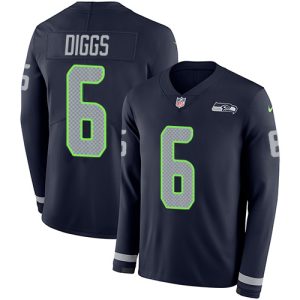 Amazing Seahawks #6 Quandre Diggs Steel Blue Team Color Youth Stitched NFL Limited Therma Long Sleeve Jersey