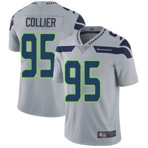 Top notch Seahawks #95 L.J. Collier Grey Alternate Youth Stitched NFL Vapor Untouchable Limited Jersey