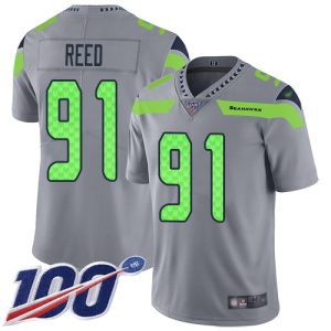 Outstanding Seahawks #91 Jarran Reed Gray Youth Stitched NFL Limited Inverted Legend 100th Season Jersey