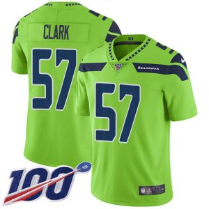 Premium Seahawks #57 Frank Clark Green Youth Stitched NFL Limited Rush 100th Season Jersey