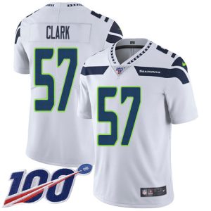 Stunning Seahawks #57 Frank Clark White Youth Stitched NFL 100th Season Vapor Untouchable Limited Jersey