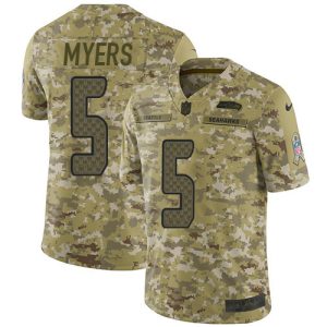 Premium Seahawks #5 Jason Myers Camo Youth Stitched NFL Limited 2018 Salute To Service Jersey