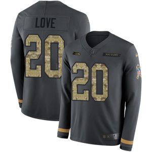 Superb Seahawks #20 Julian Love Anthracite Salute to Service Youth Stitched NFL Limited Therma Long Sleeve Jersey