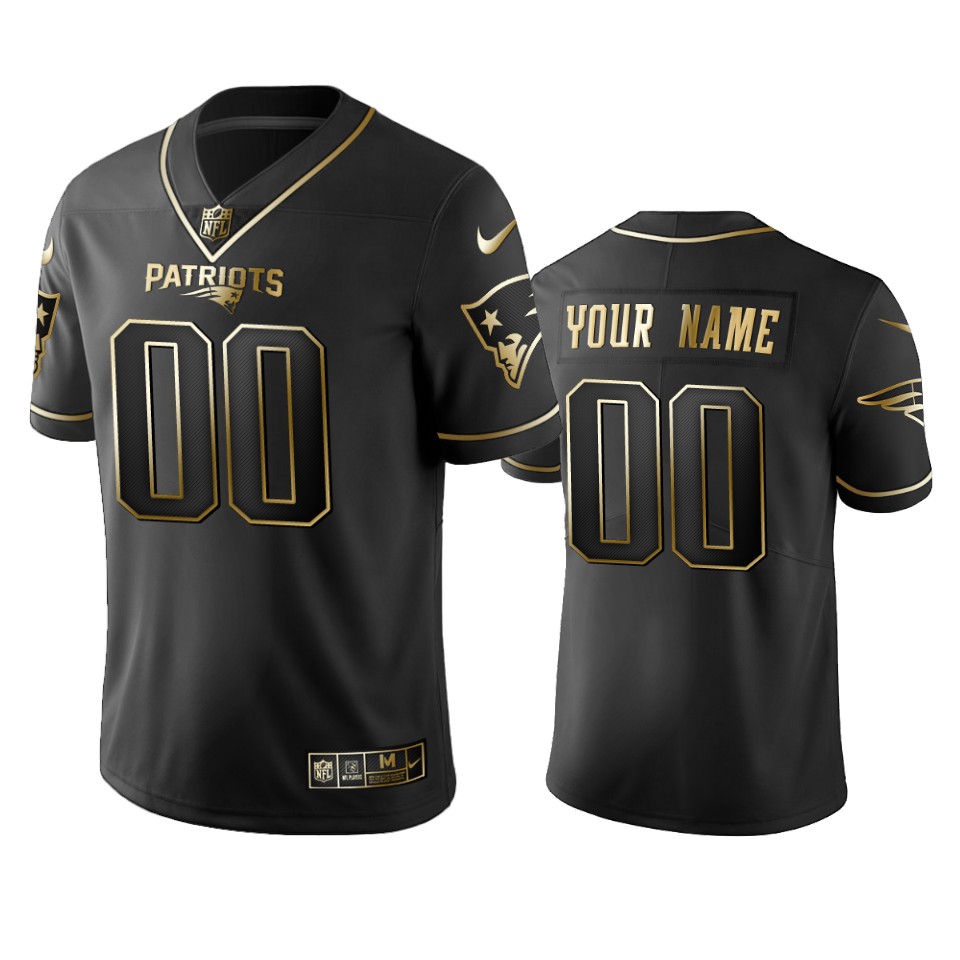 Outstanding Patriots Custom Black Golden Limited Edition Stitched NFL Jersey