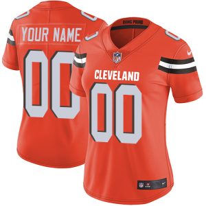 High quality Cleveland Browns Customized Orange Alternate Stitched Vapor Untouchable Limited Women's NFL Jersey