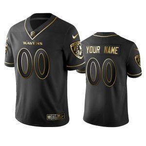 Exceptional Ravens Custom Black Golden Limited Edition Stitched NFL Jersey