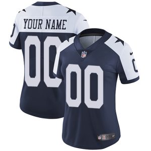 Outstanding Dallas Cowboys Customized Navy Blue Thanksgiving Stitched Vapor Untouchable Limited Throwback Women's NFL Jersey